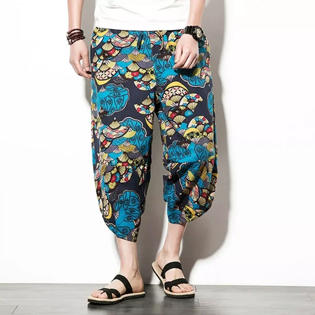 Pantalones Harén De Algodón Y Lino Para Hombre – Holgados, Hippie, Informales, Ideales Para Yoga Y Playa (Talla M A XXL, Varios Colores)