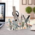 thumbnail image 4 of Flower House Leaves Acrylic Pencil Pen Holder Cup 4 Compartments Desktop Organiser 7.87"x2.78"x3.54", 4 of 7