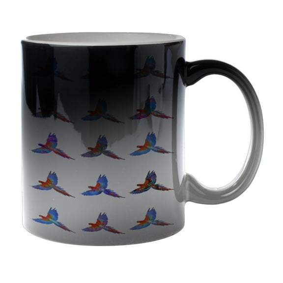 KuzmarK Black Heat Morph Color Changing Coffee Cup Mug 11 Ounce - Parrot Key West