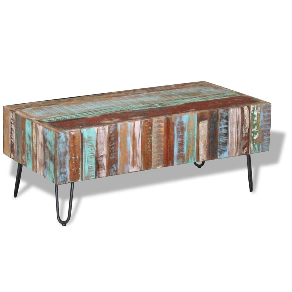 Kepooman Modern Rectangle Solid Reclaimed Wood Side End Accent Table for Bedroom Living Room, 39.4" x 19.7" x 15", Multi-color Kepooman Modern Rectangle Solid Reclaimed Wood Side End Accent Table for Bedroom Living Room, 39.4" x 19.7" x 15", Multi-color