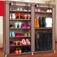 thumbnail image 6 of Zimtown 6 Tiers Shoe Rack Shoe Shelf Tower Portable 9 Grids Shoe Cabinet  27 Pairs Shoe Storage Organizer Space Saving with Non-woven Fabric Cover, Coffee, 6 of 7