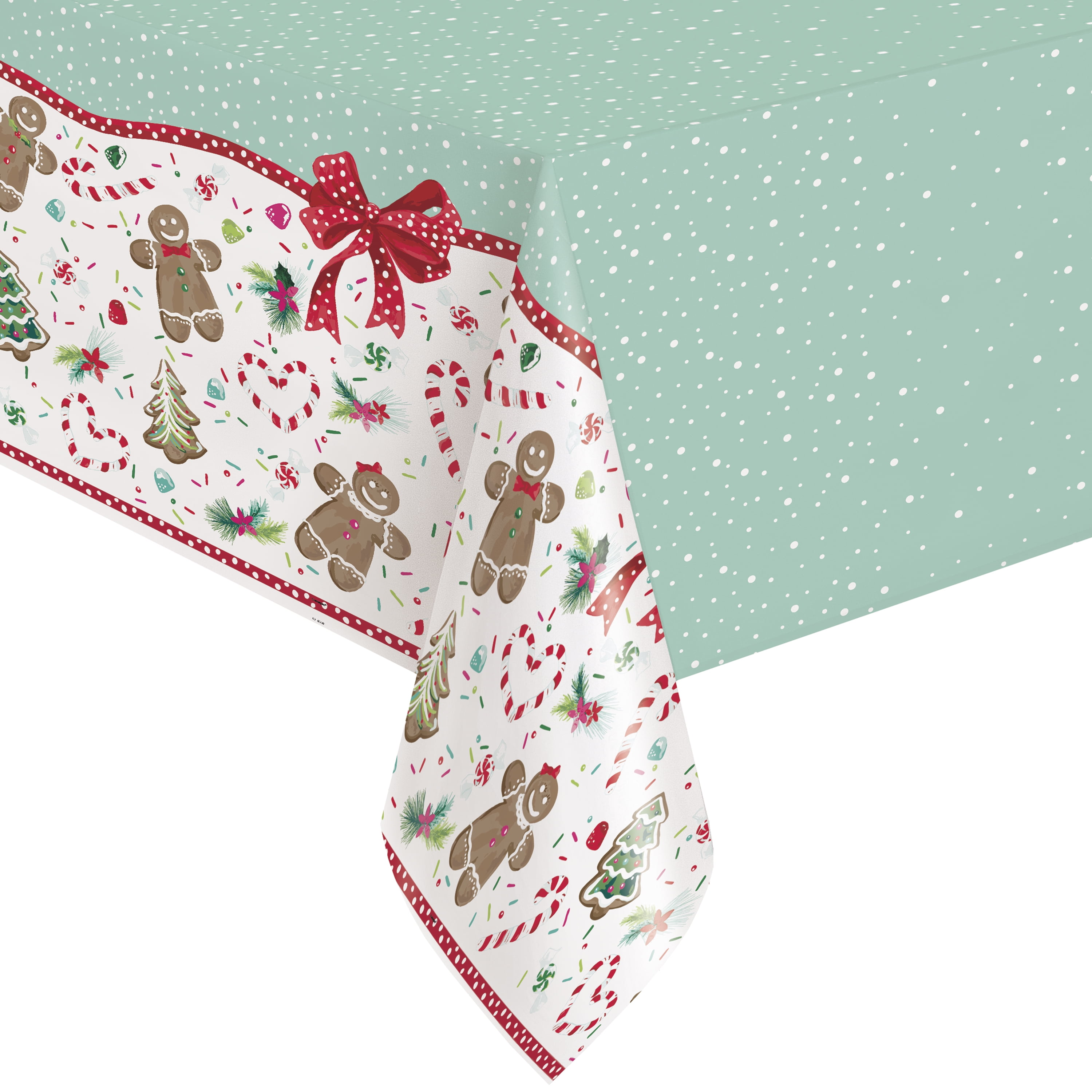 Pioneer Woman Gingerbread & Bows Christmas Plastic Party Tablecloth