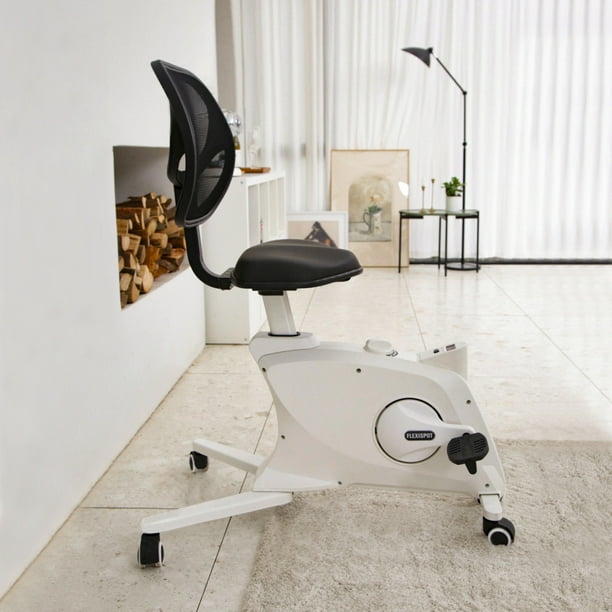 FlexiSpot White Cycle Exercise Bike Chair For Desks Mesh Backrest