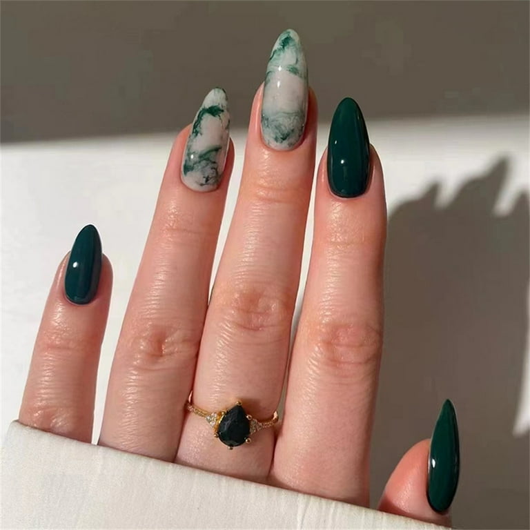 Green acrylic nails discount