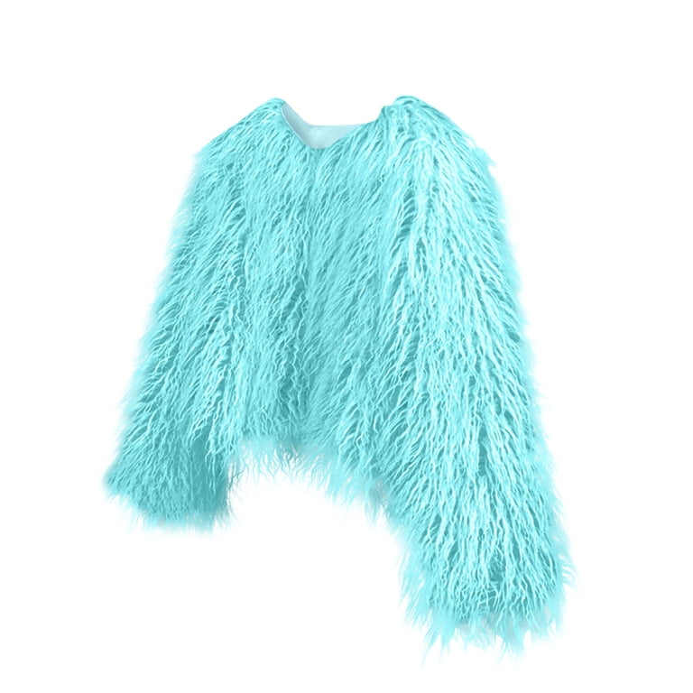 JGGSPWM Women's Shaggy Faux Furry Winter Jacket: Cozy Long Sleeve