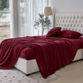 thumbnail image 3 of Elegant Comfort Velvel Fleece 4 Pieces Sheet Set - Twin XL, Burgundy, 3 of 5