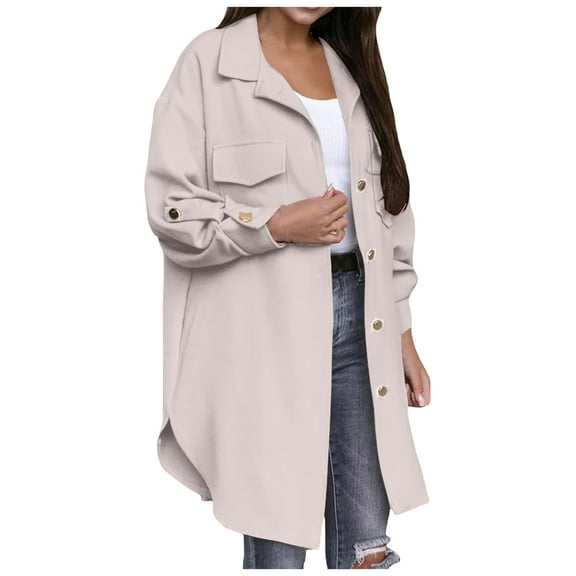 Womens Jackets Casual Single Hooded Jacket Lapel Neck Long Sleeve Solid Color Trench Coat For Women