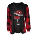 thumbnail image 4 of ICHUANYI Clearance Fashion Woman V-Neck Long Sleeve T-Shirt Christmas Printing Hooded Blouse Tops(Red, XXL) ICHUANYI WER2023081503399, 4 of 4