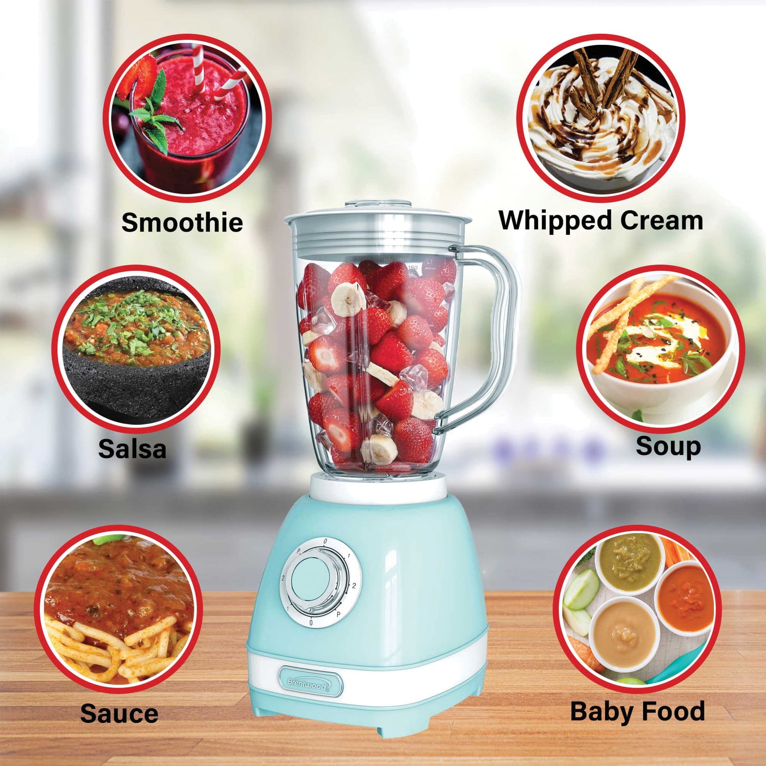 Brentwood 350 W 50 oz 2-Speed Retro Blender, Blue