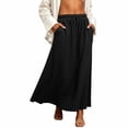 thumbnail image 2 of Summer Womens Skirt Plus Size 100%Cotton with Pockets Elastic Waist Loose Ruffle Ankle Length Skirt, 2 of 6