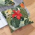 thumbnail image 5 of Hibiscus Flowers Pillow Covers 18 x 18 Set of 2 Tropical Floral Decorative Throw Pillow Cover Palm Leaf Hawaiian Linen Outdoor Pillowcases Farmhouse Home Decor for Couch Bed Sofa, Red Green, 5 of 6