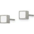 thumbnail image 2 of Titanium Brushed With White Enamel Square Post Earrings (5 X 5) Made In China tbe114, 2 of 5