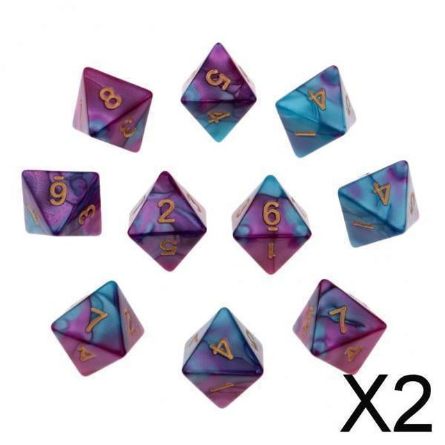 Conjunto de Dados Poliédricos Baoblaze para Juegos de Mesa TRPG en Rojo y Verde, Violeta, 2 piezas