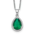 thumbnail image 2 of Auriga Fine Jewelry 925 Sterling Silver Rhodium Simulated Emerald and CZ Necklace for Women 18", 2 of 6