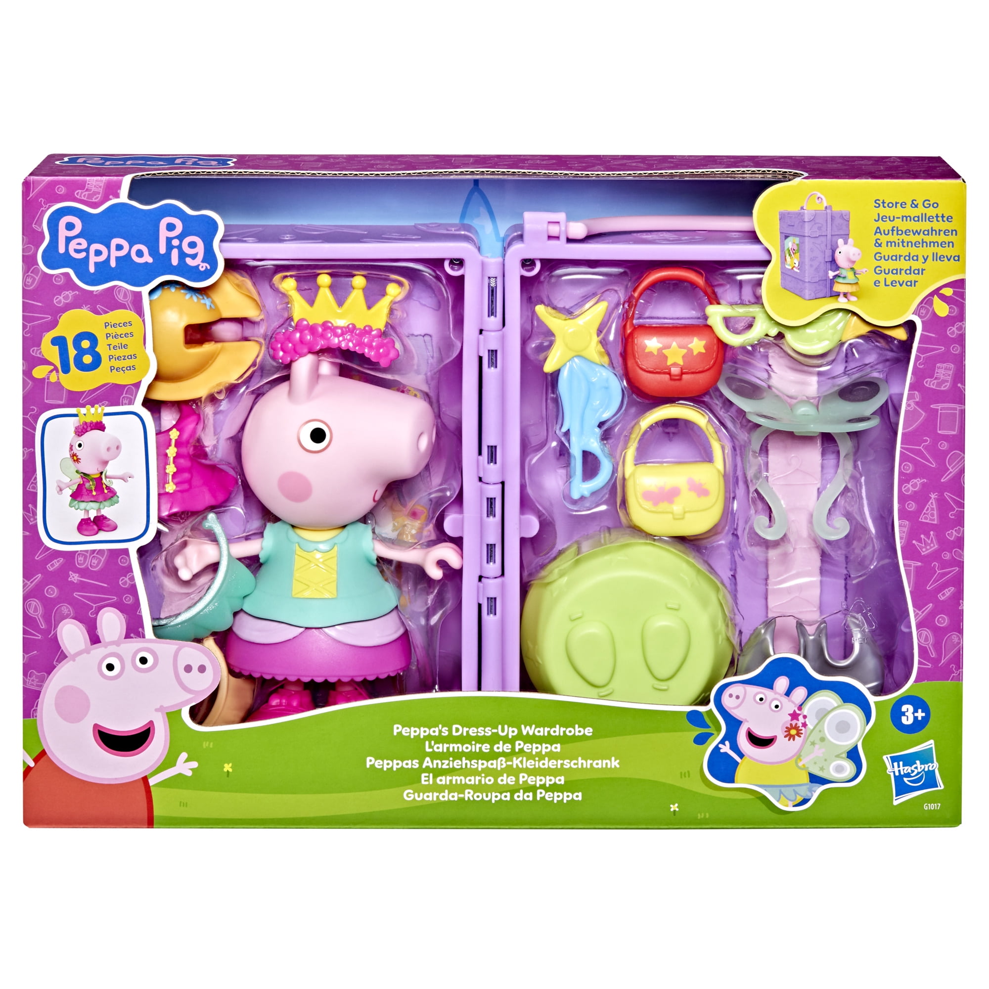 Peppa Pig Toys Peppa's Dress-Up Wardrobe Playset, 6" Figure with 14 Accessories, 3+