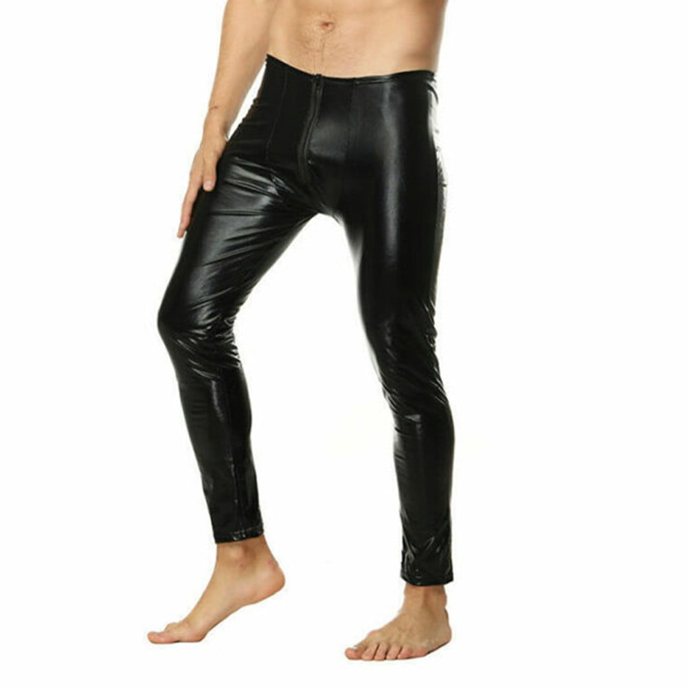 Slim Fit PU lederen broek voor heren met zakje rits voor avonduitjes