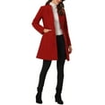 thumbnail image 2 of INSPIRE CHIC Women's Elegant Winter V Neck Long Sleeve Single Breasted Long Overcoat L Dark Red, 2 of 6
