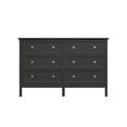 thumbnail image 3 of YouTrend Black Dresser with 6 Drawer for Bedroom,Traditional Adult Chest of Drawers with Golden Handles for Living Room,Hallway, 3 of 9