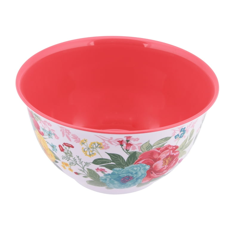 The Pioneer Woman Melamine Mixing Bowl Set with Lids, 18 Piece Set, Sweet Rose, Size: XL Bowl: Dia 10 5/8 inch x 6 H inch (with Lid)Large Bowl: Dia 9