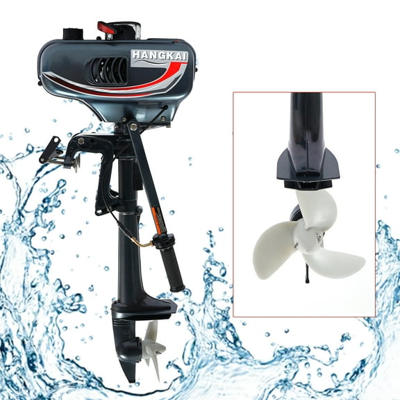 Toolven Gasoline Outboard Motor 3.5HP 2-Stroke Engine with CDI Ignition Lightweight Aluminum Alloy Propeller for Freshwater and Saltwater Boats