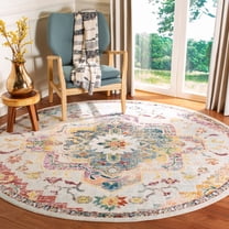SAFAVIEH Crystal Debra Southwestern Area Rug, Light Blue/Gray, 9' x 9' Round