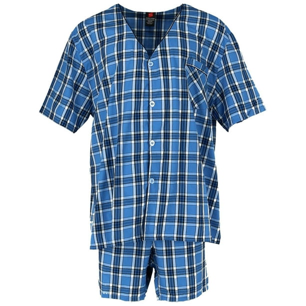 hanes men's short sleeve pajama set