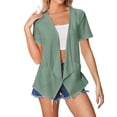 thumbnail image 2 of Aligament Womens Lightweight Cardigan 2024 Summer Short Sleeve Cardigans Open Front Beach Coverup Kimono Cardigan Green L, 2 of 7