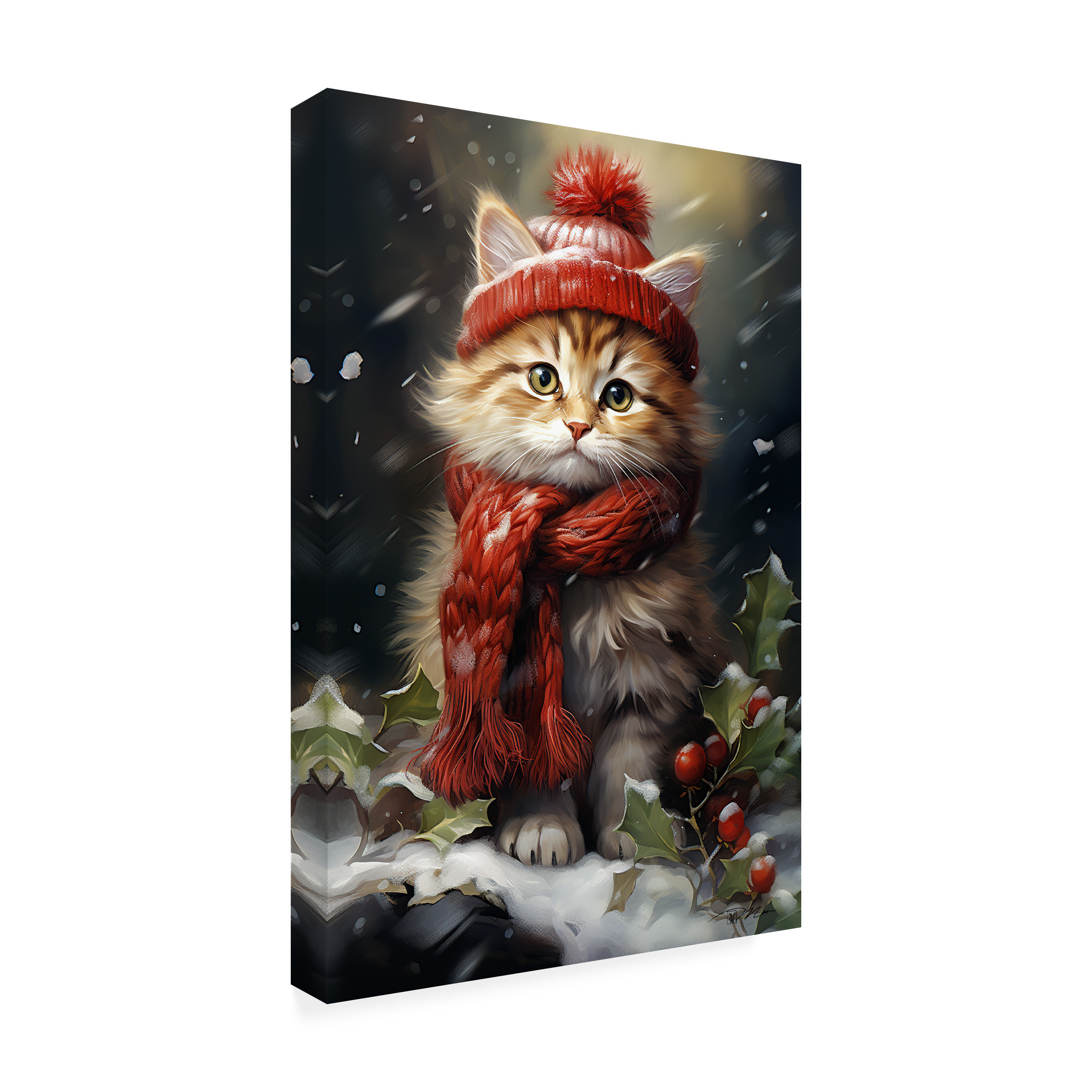 Canvas Wall Art - Momart 'Cats In The Snow 3' Wall Art for Living Room, Bedroom, or Office DÃ©cor by Trademark Fine Art - 12 x 19 Inches