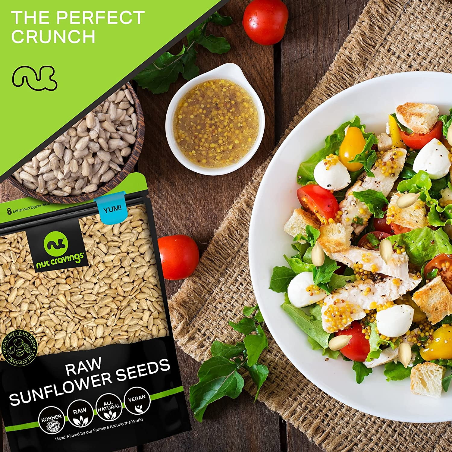 Raw Sunflower Seeds Kernels Edible, Unsalted, No Shell Hulled (5 lbs) by Nut Cravings