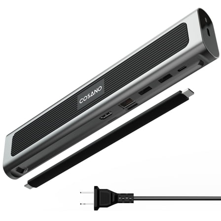 COSANO All-in-One Aluminum Docking Stand for Mac mini and MacBook Pro – 100W USB-C Hub with HDMI Output, Power Supply, Dual USB-C Cable – Ideal for Apple Workstations