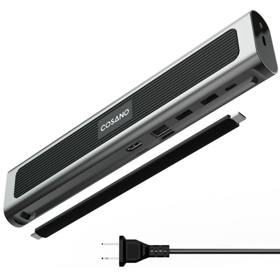 COSANO All-in-One Aluminum Docking Stand for Mac mini and MacBook Pro – 100W USB-C Hub with HDMI Output, Power Supply, Dual USB-C Cable – Ideal for Apple Workstations