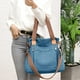 thumbnail image 4 of Bolso tote vintage multibolsillos de lona para mujer azul, 4 of 5