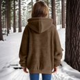 thumbnail image 5 of Nokdvo Womens Fleece Jacket Fuzzy S-3xl Zip Up Hooded Cardigan Coats Solid Color Faux Fur Outerwear with Pockets,Khaki S, 5 of 5