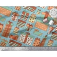 thumbnail image 2 of Soimoi Blue Poly Georgette Fabric Dot & Gift Box Party Printed Fabric 1 Yard 42 Inch Wide, 2 of 3