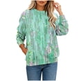 thumbnail image 2 of Smsaxvxz Oversize Sweatshirts for Women Casual Floral Printed Crewneck Long Sleeve Pullover Tops Fall Winter Fashion Outfits Clothes Green 3XL, 2 of 6