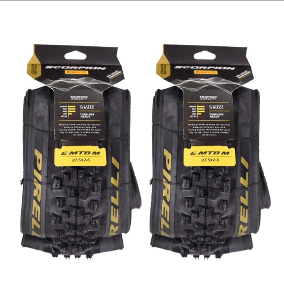 Pirelli Scorpion E-MTB M Gold Color Edition 27.5x2.6 Mountain Bicycle Tire Tubeless High-Performance Tear-Resistant E-MTB Tire for XC Racing Trail & Enduro Riding 60 TPI Mountain Bikew/Keychain(2 Pk)