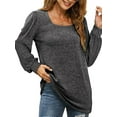 thumbnail image 3 of UVN Sweatshirts for Women Square Neck Long Sleeve Shirts Casual Tunic Tops, 3 of 7