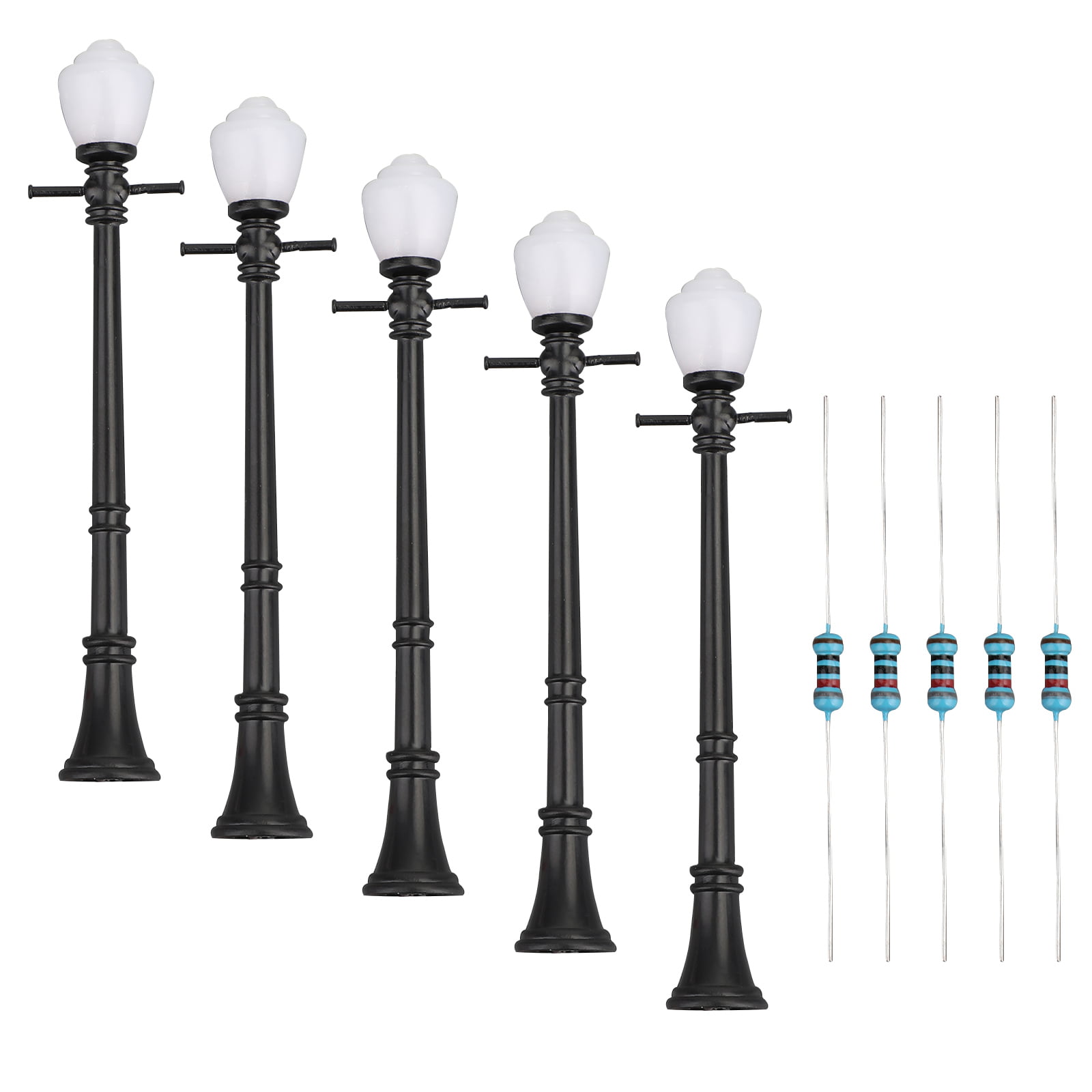 10 Pcs LCX04 Model Railway Lamppost Lamps Street Lights O Scale LEDs W/Resistors 