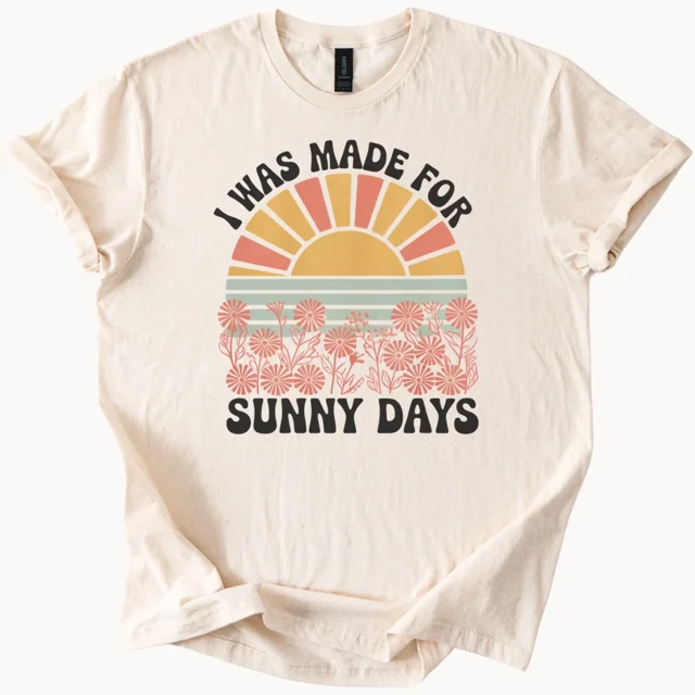 ALVORD Tee des Jours Ensoleillés Chemise Fleur Rétro T-Shirt Graphique d'Été Unisexe P-5TG