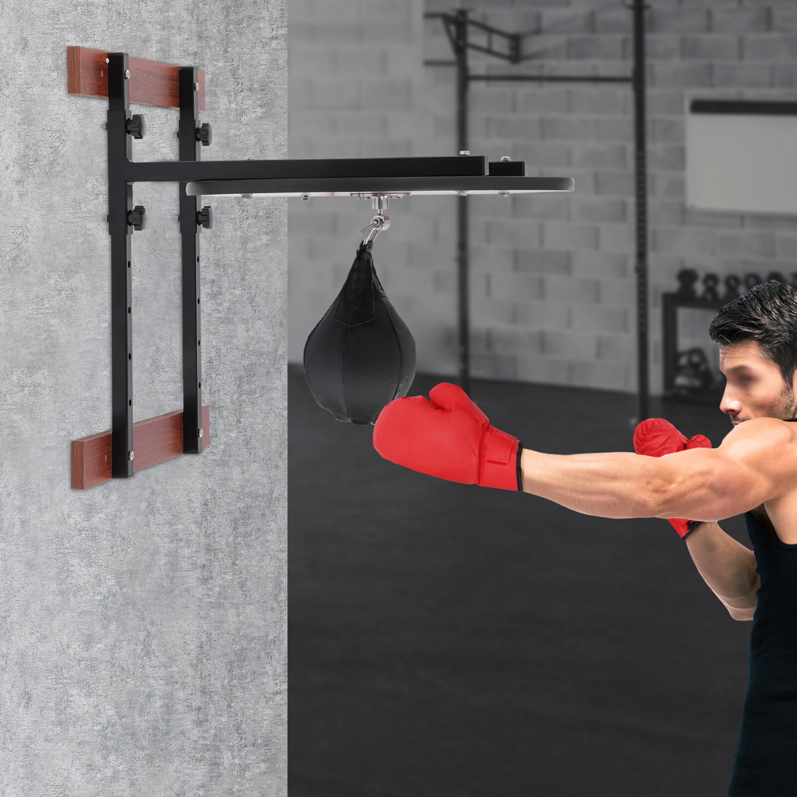 Adjustable Speed Bag, Heavy Duty Wall Mounted Boxing Speed Ball, PU Training Bag for Reaction Hand Eye Coordination Practice