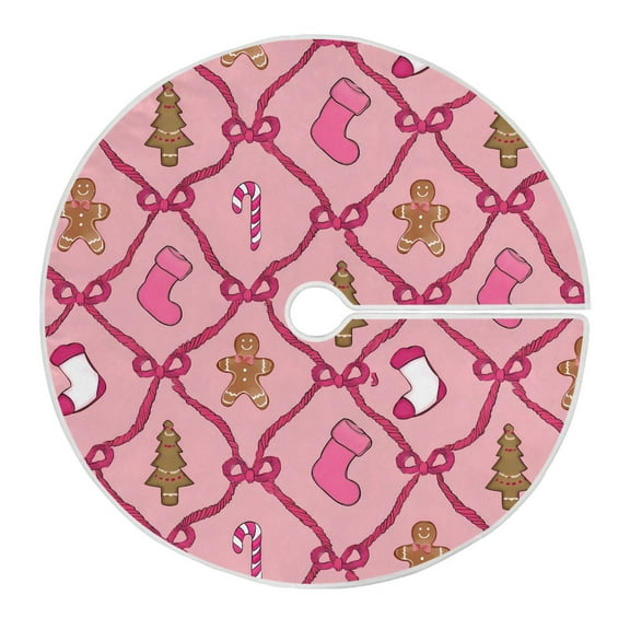Ryvnso Christmas Tree Skirt Gingerbread Candy Cane Xmas Tree Skirts Ornament Home Decorations 35.4"