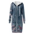 thumbnail image 4 of Coat B For Womens Hoodies Coat Fall Winter Warm Pockets Drawstring Zipper Open Thin Hooded Jackets Long Cardigans Tops Outwear Women Zip up Womens Zip up Tunic Sweatshirt Womens Lightweight Sweatshirt, 4 of 5