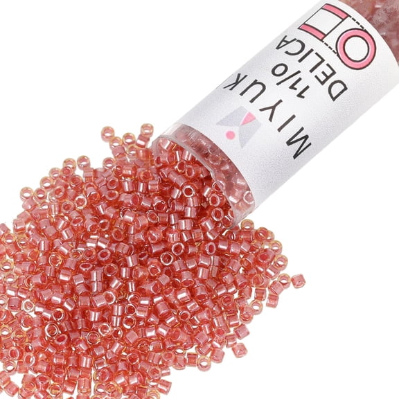 Miyuki Delica Seed Beads – Size 11/0 (1.6 mm), DB0913, Sparkling Salmon Topaz, 7.2g, Approx. 1440 Beads