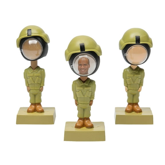 4 1/2" Bobblehead Military Uniform with Plastic Picture Holders - 12 Pc.