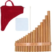 Bamboo Pipe Pan Flute 15 Pipes G Key Panpipe Pan Flute Traditional Woodwind Instrument for Music Enthusiasts (Right Hand)