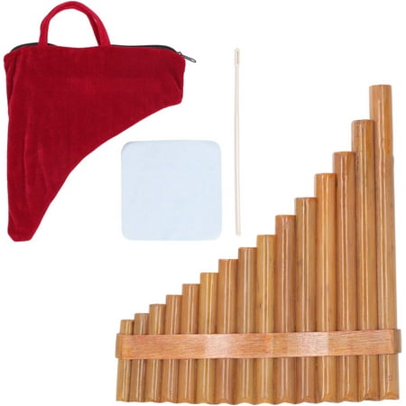 Bamboo Pipe Pan Flute 15 Pipes G Key Panpipe Pan Flute Traditional Woodwind Instrument for Music Enthusiasts (Right Hand)