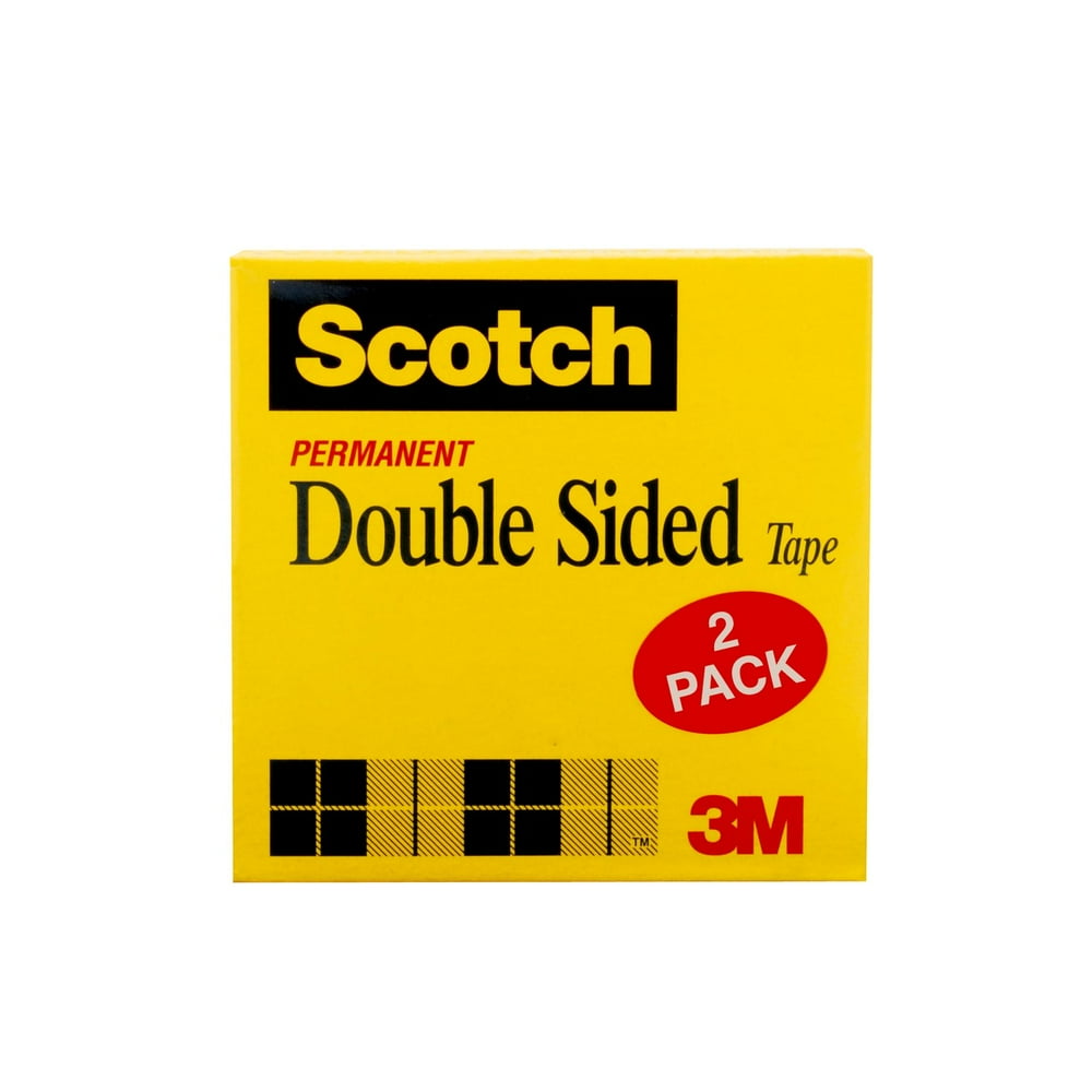 Scotch Double Sided Tape, 1/2 in. x 500 in., Permanent, 2 Boxes/Pack