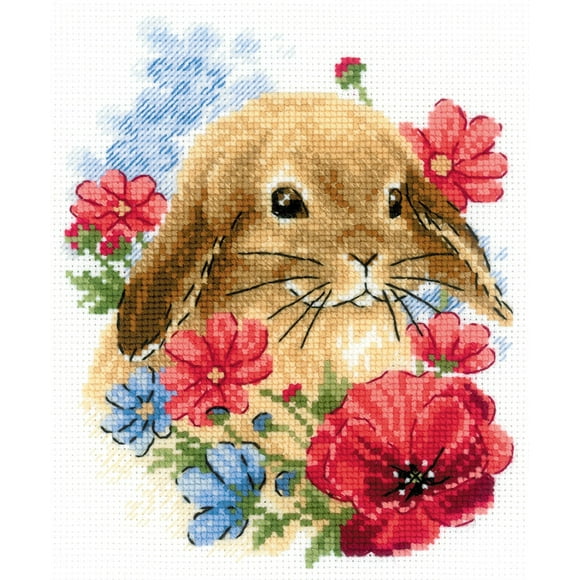 RIOLIS Counted Cross Stitch Kit 6"X7"-Bunny In Flowers (14 Count) R1986