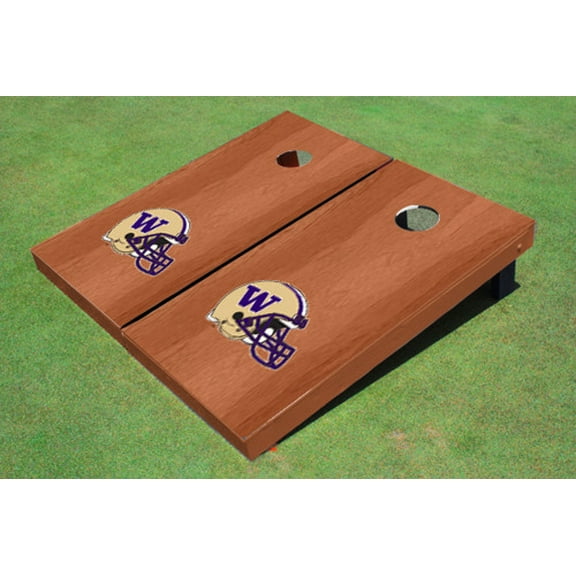University Of Washington Helmet Solid Rosewood Cornhole Boards