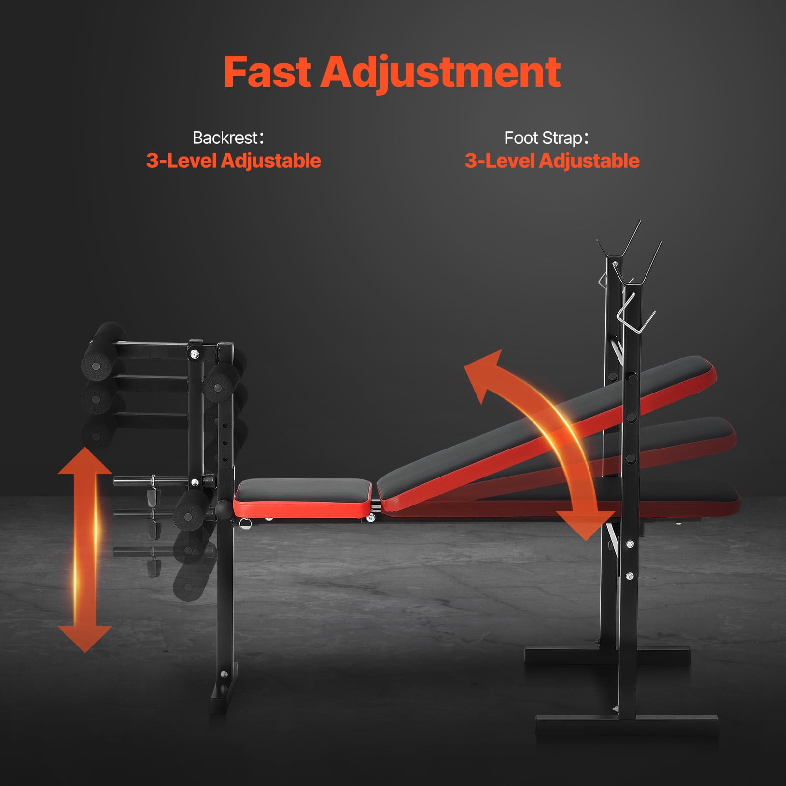 KFFKFF Strength Training Bench, Versatile Adjustable Workout Bench for Comprehensive Body Exercise, 380lbs Capacity Fitness Incline Bench for Home Gym, Rapid Folding & Swift Adjustment Flat Bench